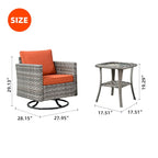 Ensemble de 3 pièces OVIOS comprenant un fauteuil à bascule pivotant en osier et une table d'appoint
