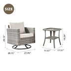 Ensemble de 3 pièces OVIOS comprenant un fauteuil à bascule pivotant en osier et une table d'appoint