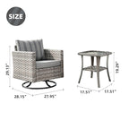 Ensemble de 3 pièces OVIOS comprenant un fauteuil à bascule pivotant en osier et une table d'appoint