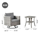Ensemble de 3 pièces OVIOS comprenant un fauteuil à bascule pivotant en osier et une table d'appoint