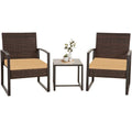 Ensemble bistro en résine tressée 3 pièces, comprenant chaises de patio et table basse - ensemble de 3