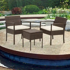 Ensemble bistro en résine tressée 3 pièces, comprenant chaises de patio et table basse - ensemble de 3