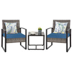 Ensemble bistro en résine tressée 3 pièces, comprenant chaises de patio et table basse - ensemble de 3