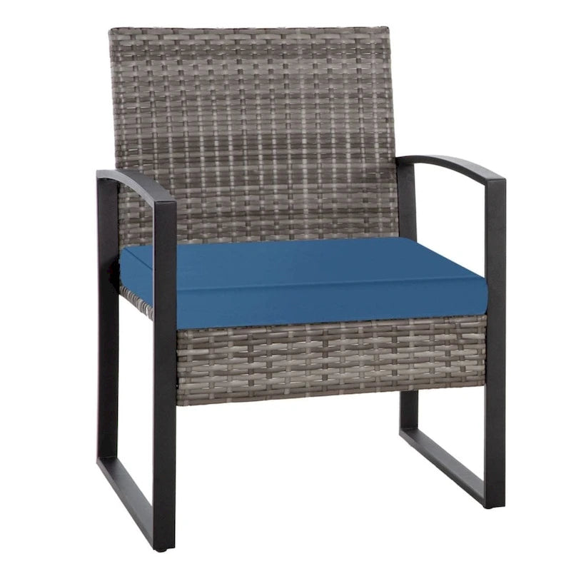 Ensemble bistro en résine tressée 3 pièces, comprenant chaises de patio et table basse - ensemble de 3