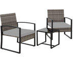 Ensemble bistro en résine tressée 3 pièces, comprenant chaises de patio et table basse - ensemble de 3