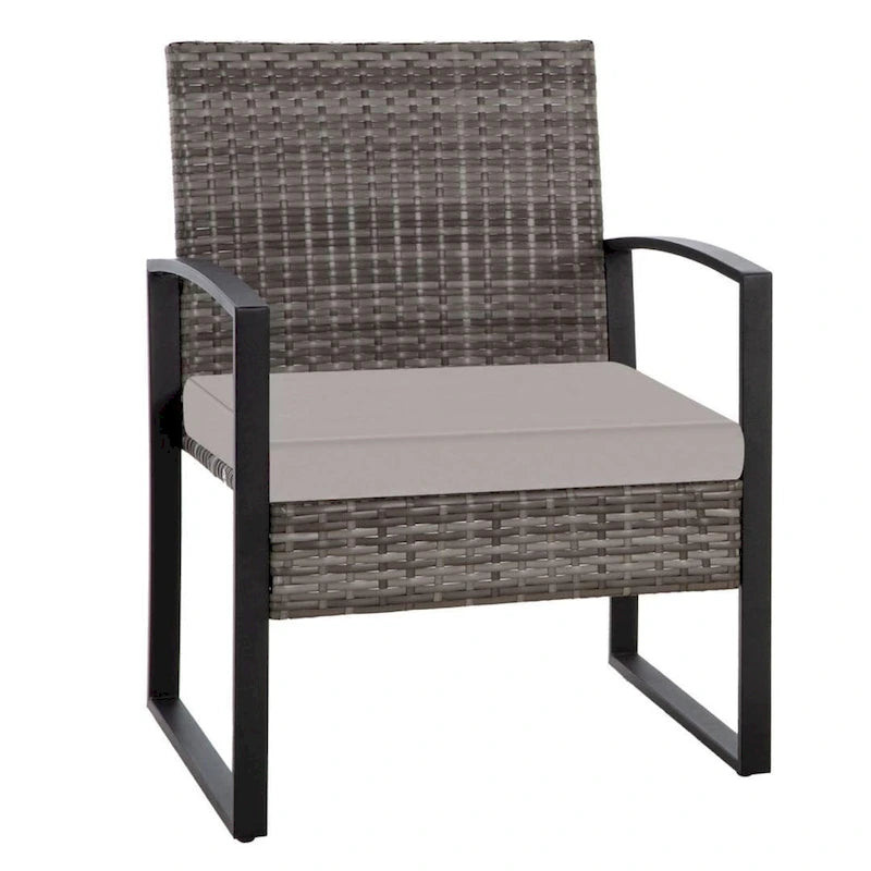 Ensemble bistro en résine tressée 3 pièces, comprenant chaises de patio et table basse - ensemble de 3