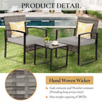 Ensemble bistro en résine tressée 3 pièces, comprenant chaises de patio et table basse - ensemble de 3