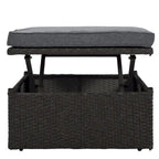 Lit de jour rectangulaire d'extérieur avec auvent rétractable, canapé d'angle en osier avec coussins lavables, jardin, véranda