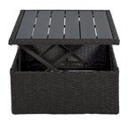 Lit de jour rectangulaire d'extérieur avec auvent rétractable, canapé d'angle en osier avec coussins lavables, jardin, véranda