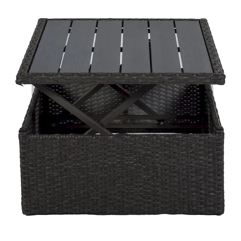 Lit de jour rectangulaire d'extérieur avec auvent rétractable, canapé d'angle en osier avec coussins lavables, jardin, véranda