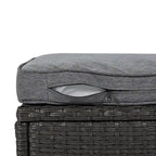 Lit de jour rectangulaire d'extérieur avec auvent rétractable, canapé d'angle en osier avec coussins lavables, jardin, véranda