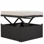 Lit de jour rectangulaire d'extérieur avec auvent rétractable, canapé d'angle en osier avec coussins lavables, jardin, véranda