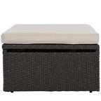 Lit de jour rectangulaire d'extérieur avec auvent rétractable, canapé d'angle en osier avec coussins lavables, jardin, véranda