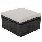 Lit de jour rectangulaire d'extérieur avec auvent rétractable, canapé d'angle en osier avec coussins lavables, jardin, véranda