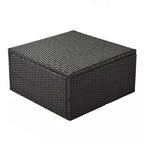 Lit de jour rectangulaire d'extérieur avec auvent rétractable, canapé d'angle en osier avec coussins lavables, jardin, véranda