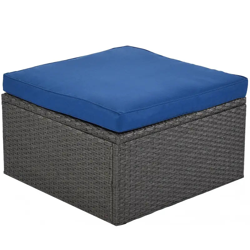 Lit de jour rectangulaire d'extérieur avec auvent rétractable, canapé d'angle en osier avec coussins lavables, jardin, véranda