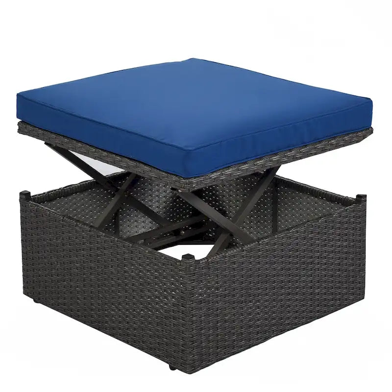 Lit de jour rectangulaire d'extérieur avec auvent rétractable, canapé d'angle en osier avec coussins lavables, jardin, véranda