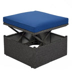 Lit de jour rectangulaire d'extérieur avec auvent rétractable, canapé d'angle en osier avec coussins lavables, jardin, véranda