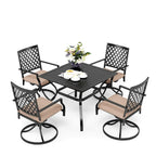Ensemble de salle à manger d'extérieur MAISON ARTS 5 pièces avec 4 chaises pivotantes rembourrées et une table résistante aux intempéries de 37 pouces