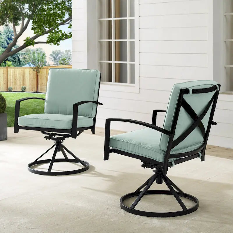 Ensemble de 2 chaises pivotantes de jardin Crosley Kaplan - 63 cm (L) x 64 cm (P) x 94 cm (H)