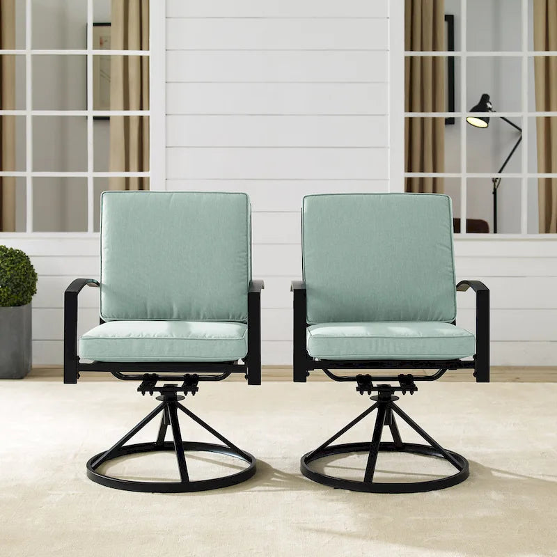 Ensemble de 2 chaises pivotantes de jardin Crosley Kaplan - 63 cm (L) x 64 cm (P) x 94 cm (H)