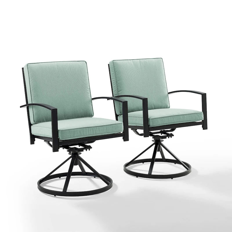 Ensemble de 2 chaises pivotantes de jardin Crosley Kaplan - 63 cm (L) x 64 cm (P) x 94 cm (H)