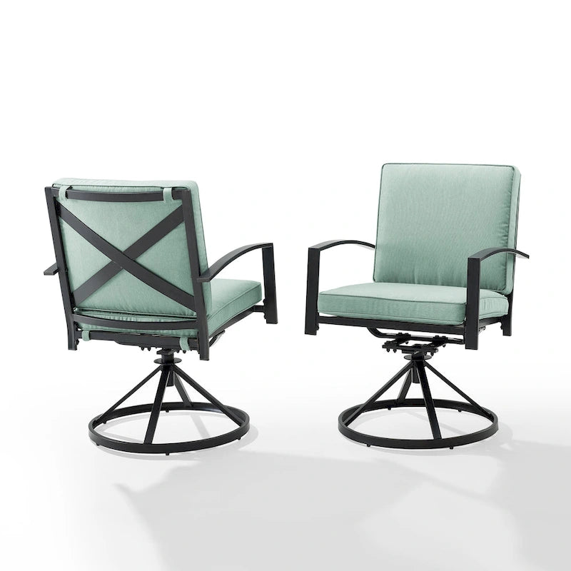 Ensemble de 2 chaises pivotantes de jardin Crosley Kaplan - 63 cm (L) x 64 cm (P) x 94 cm (H)