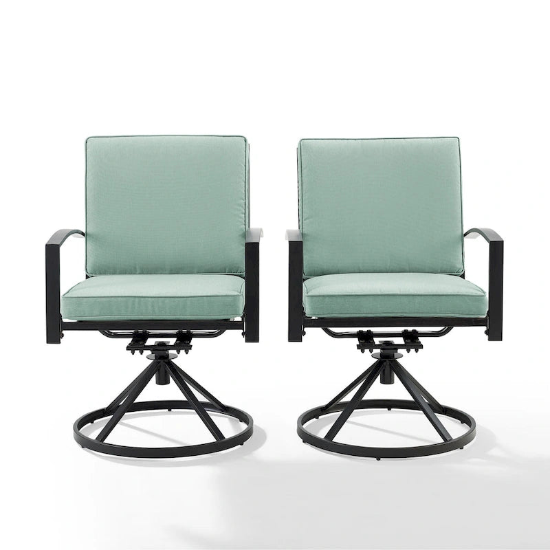 Ensemble de 2 chaises pivotantes de jardin Crosley Kaplan - 63 cm (L) x 64 cm (P) x 94 cm (H)