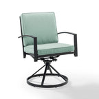 Ensemble de 2 chaises pivotantes de jardin Crosley Kaplan - 63 cm (L) x 64 cm (P) x 94 cm (H)