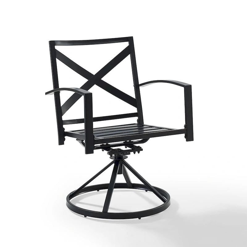 Ensemble de 2 chaises pivotantes de jardin Crosley Kaplan - 63 cm (L) x 64 cm (P) x 94 cm (H)