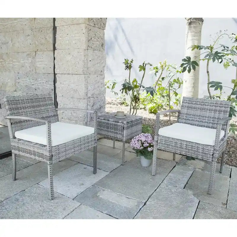 3-piece Patio Wicker ConversationSet with Coffee Table