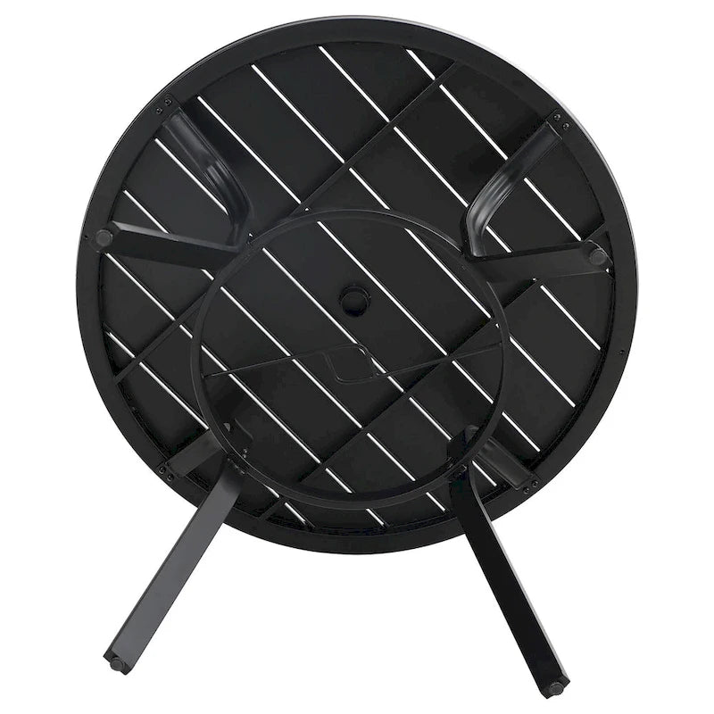 Ensemble de salle à manger d'extérieur MAISON ARTS en métal, 5 pièces, comprenant 4 chaises pivotantes avec accoudoirs et coussins, et une table ronde de 96 cm avec un trou pour parasol de 4 cm.