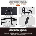 Ensemble de salle à manger d'extérieur MAISON ARTS en métal, 5 pièces, comprenant 4 chaises pivotantes avec accoudoirs et coussins, et une table ronde de 96 cm avec un trou pour parasol de 4 cm.