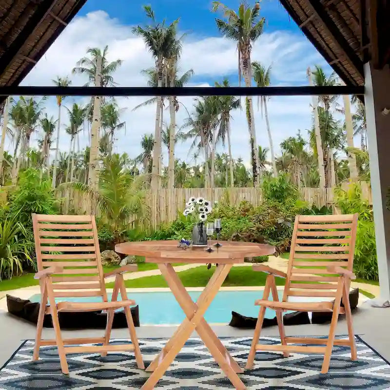 Table de bistro pliante d'extérieur en bois de teck de Californie Chic Teak, 91 cm (36 pouces).