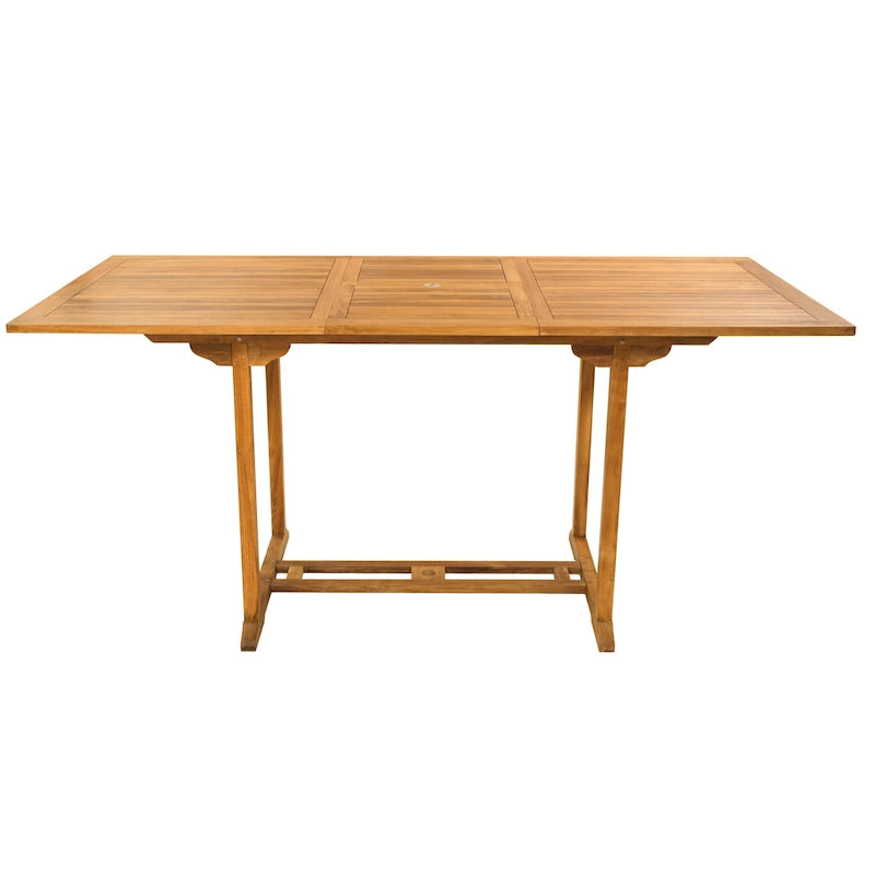 Table de bar d'extérieur extensible rectangulaire en bois de teck Chic Teak Elzas, 71 à 95 pouces (table seule)