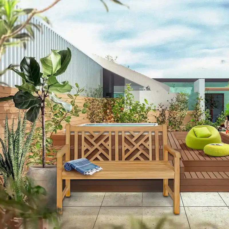 Seven Seas Teak Saint Thomas Outdoor Teak Wood Patio Bench, 4 Foot