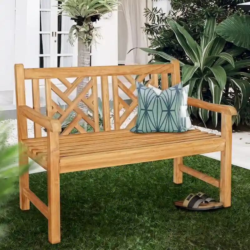 Banc de terrasse extérieur Seven Seas Teak Saint Thomas en bois de teck, 120 cm