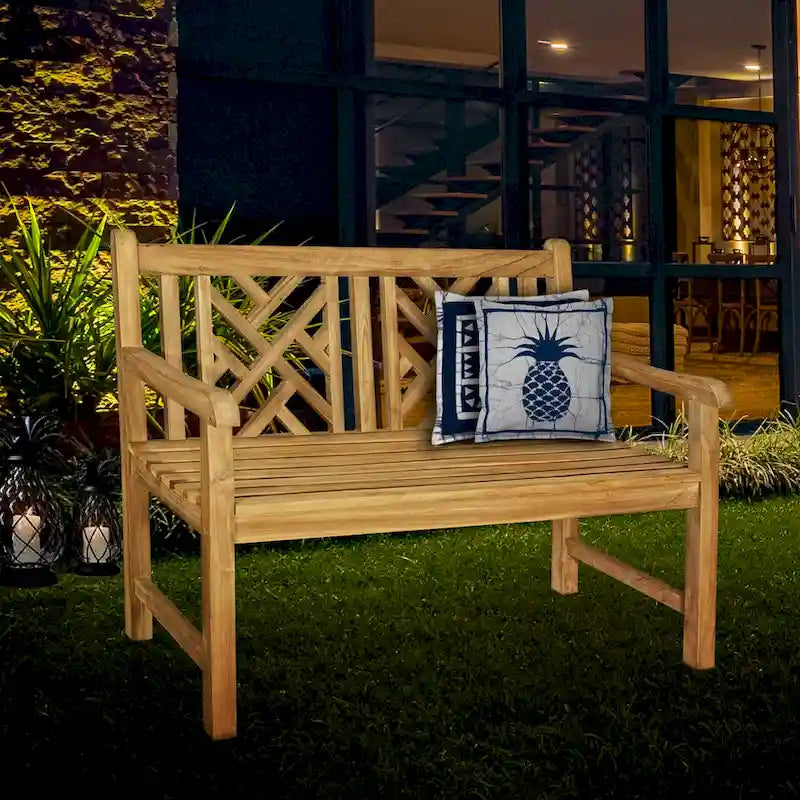 Banc de terrasse extérieur Seven Seas Teak Saint Thomas en bois de teck, 120 cm