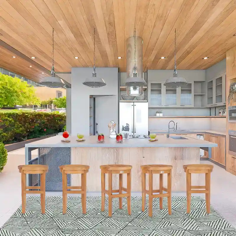 Tabouret de bar rond Chic Teak Santiago pour intérieur/extérieur, 61 cm (24 pouces)