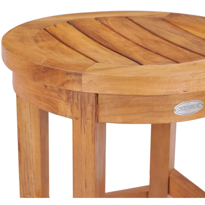 Tabouret de bar rond Chic Teak Santiago pour intérieur/extérieur, 61 cm (24 pouces)