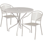 Ensemble table de patio ronde en acier de 3 pièces (35 pouces) avec chaises à dossier rond