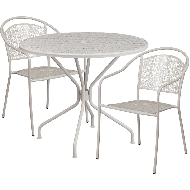 Ensemble table de patio ronde en acier de 3 pièces (35 pouces) avec chaises à dossier rond