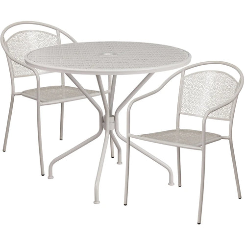 Ensemble table de patio ronde en acier de 3 pièces (35 pouces) avec chaises à dossier rond