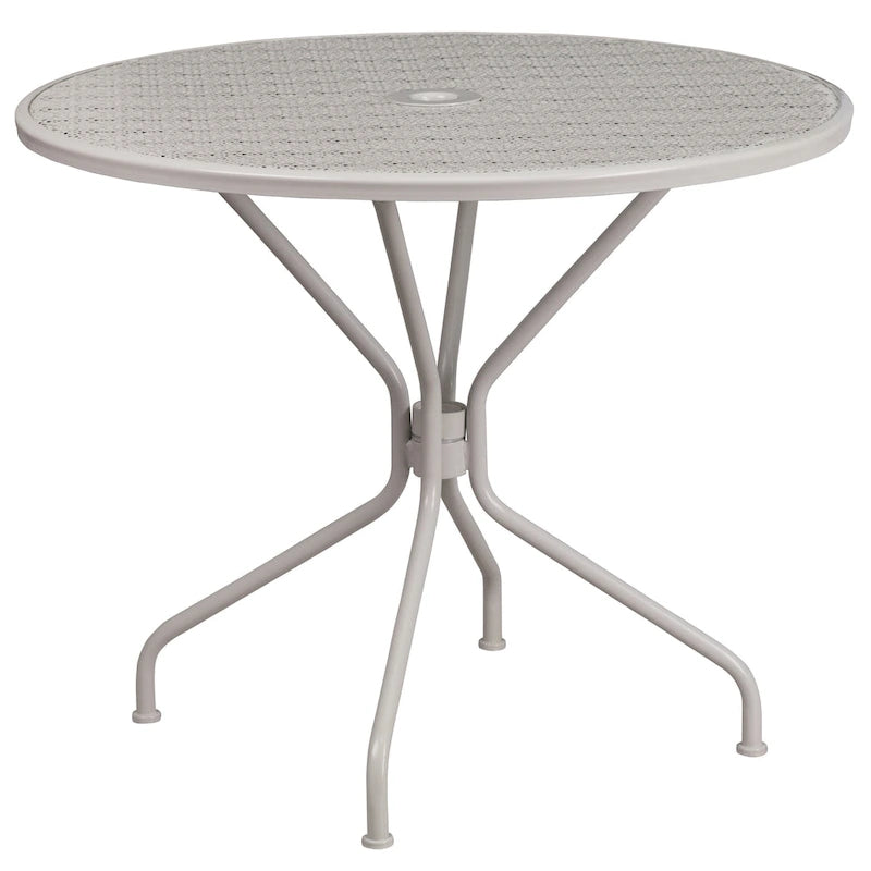 Ensemble table de patio ronde en acier de 3 pièces (35 pouces) avec chaises à dossier rond