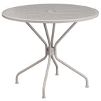Ensemble table de patio ronde en acier de 3 pièces (35 pouces) avec chaises à dossier rond