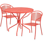 Ensemble table de patio ronde en acier de 3 pièces (35 pouces) avec chaises à dossier rond