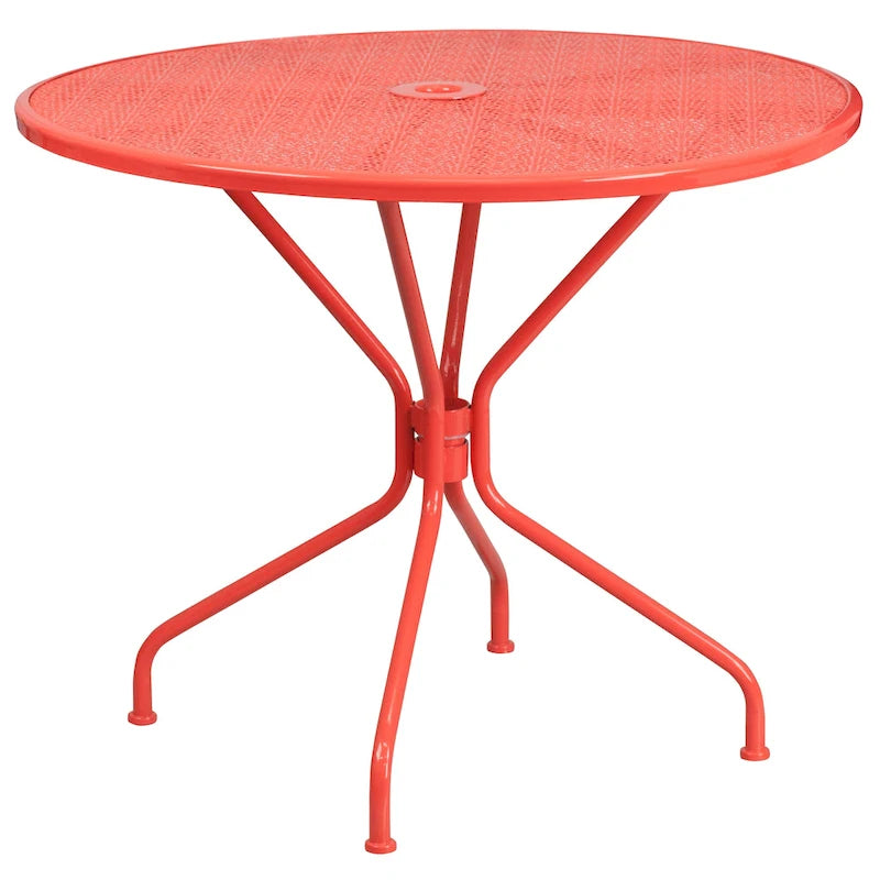 Ensemble table de patio ronde en acier de 3 pièces (35 pouces) avec chaises à dossier rond
