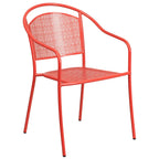 Ensemble table de patio ronde en acier de 3 pièces (35 pouces) avec chaises à dossier rond