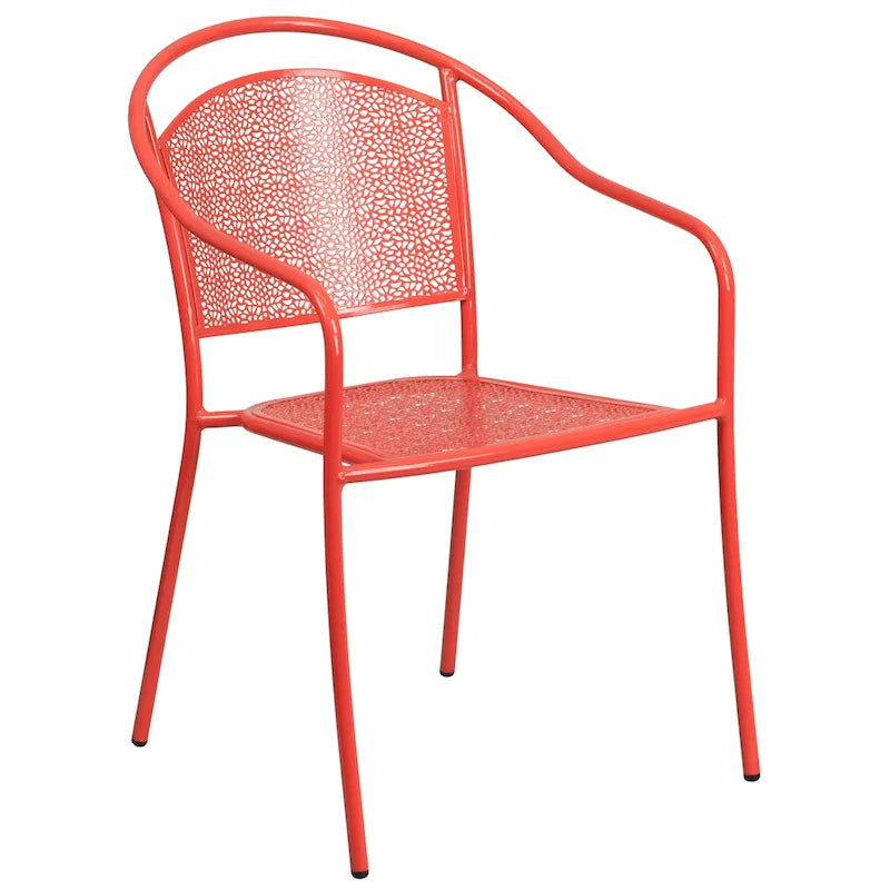 Ensemble table de patio ronde en acier de 3 pièces (35 pouces) avec chaises à dossier rond