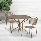 Ensemble table de patio ronde en acier de 3 pièces (35 pouces) avec chaises à dossier rond